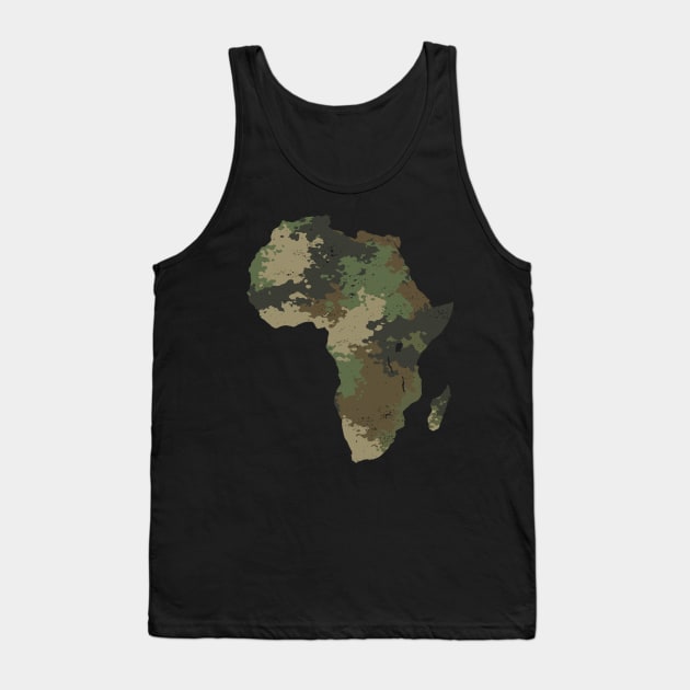 Africa Continent Map Camo Pattern African Safari Camouflage Tank Top by BraaiNinja